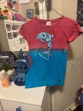 Kids Short Sleeve Ombré Dolphin Tee - Pink & Blue